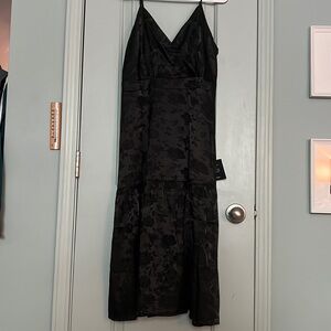 BRAND NEW!!!! Black satin midi dress from Lulus!